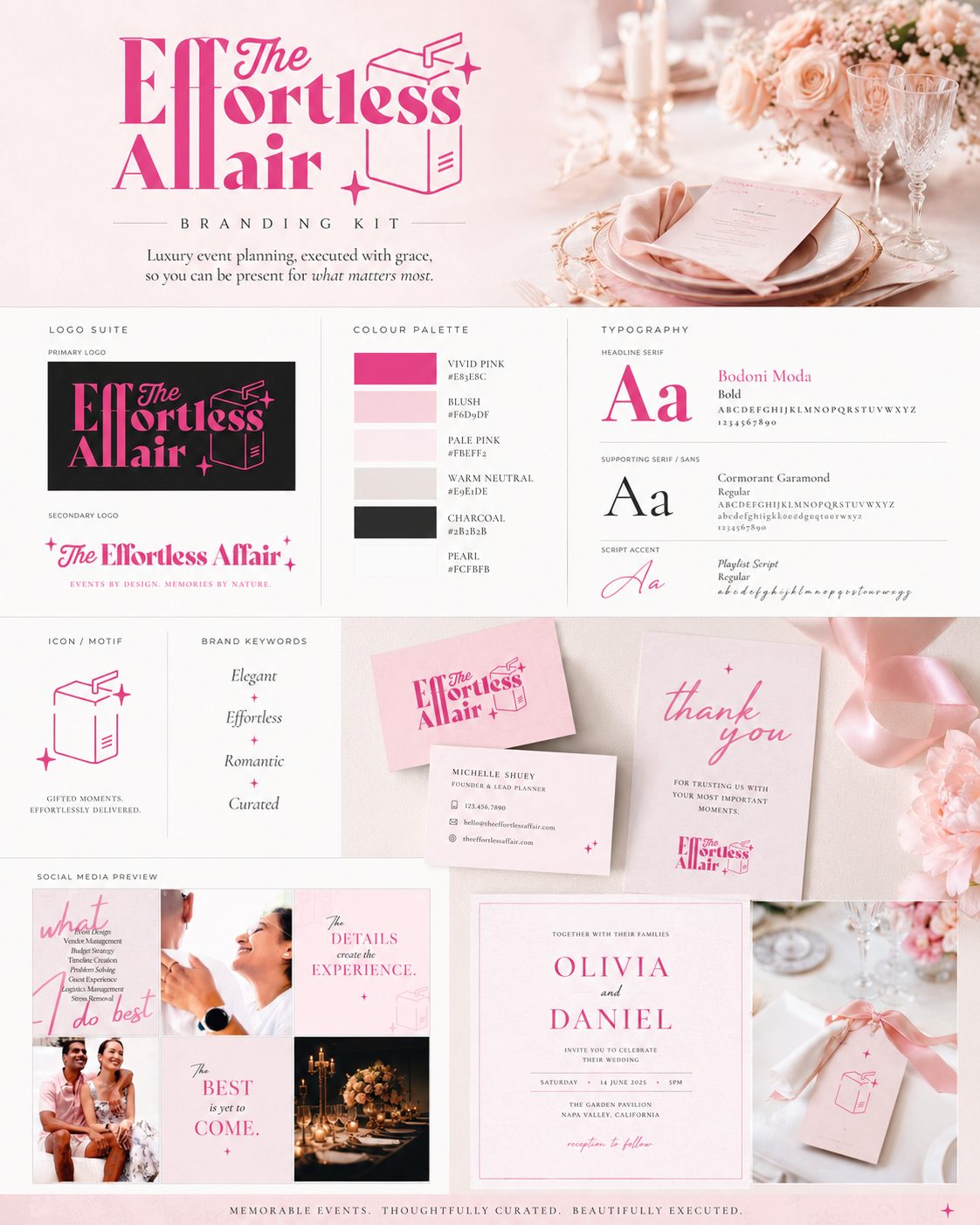 The Effortless Affair Brand Identity Board