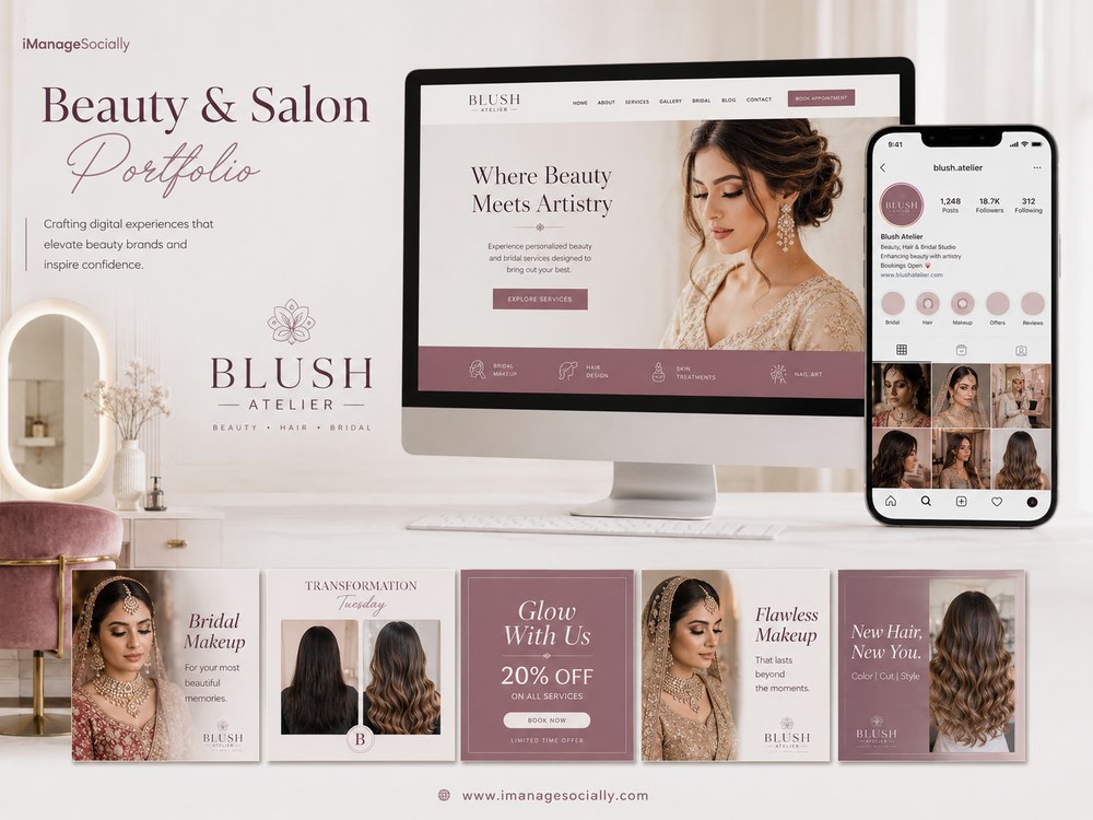 Blush Atelier Salon Website and Social Media