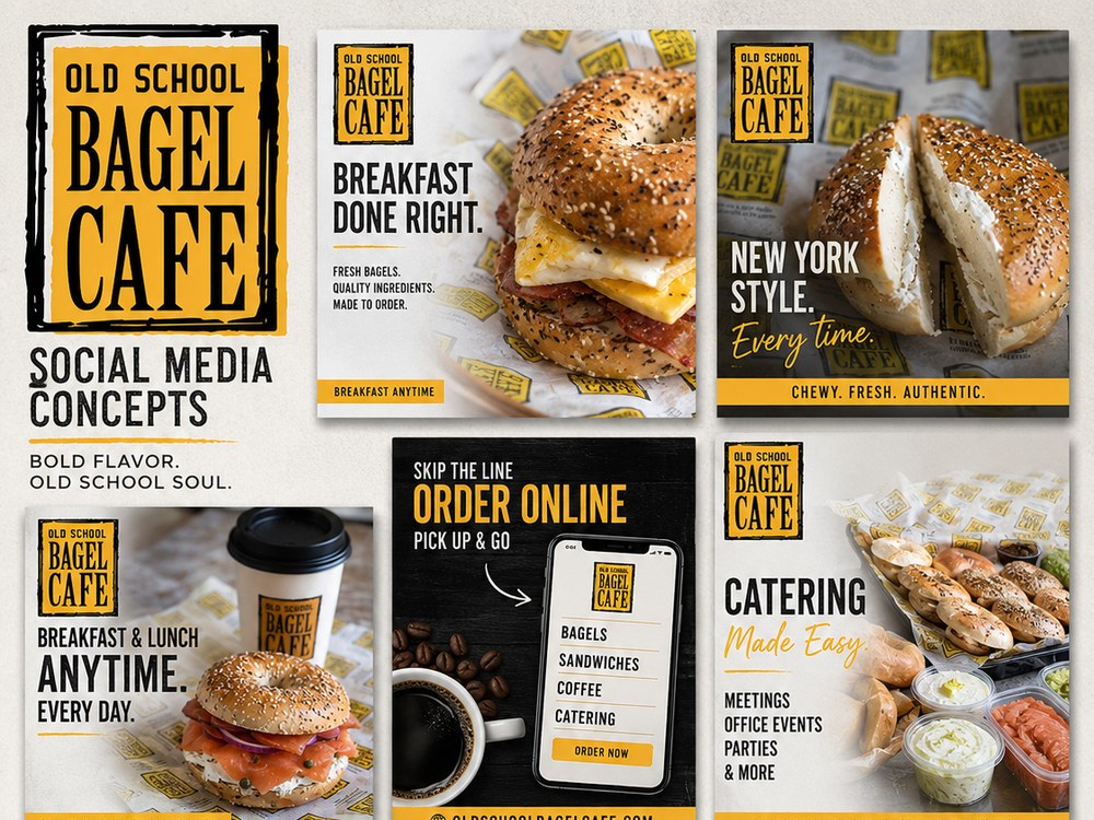 Old School Bagel Cafe Social Media Concepts